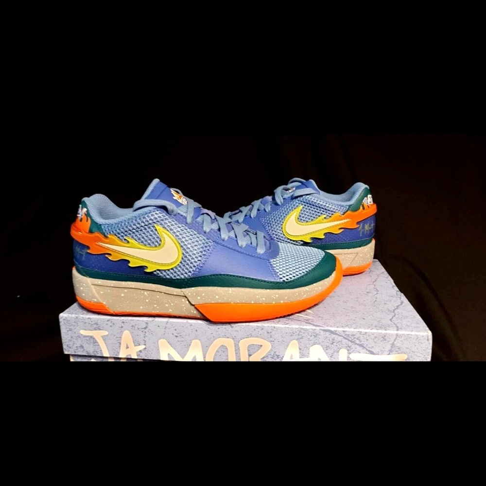 Nike Ja Morant 1 SE Backyard BBQ Blue White Size 7Y Without Box